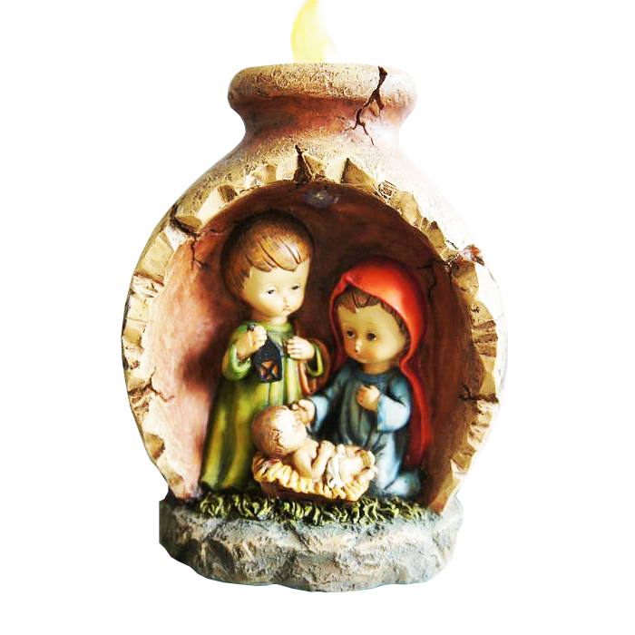 Luz LED Linda Mini Sagrada Familia Belén Estatuilla Bebé Jesús Nacimiento País Decoración Ornamento Regalo