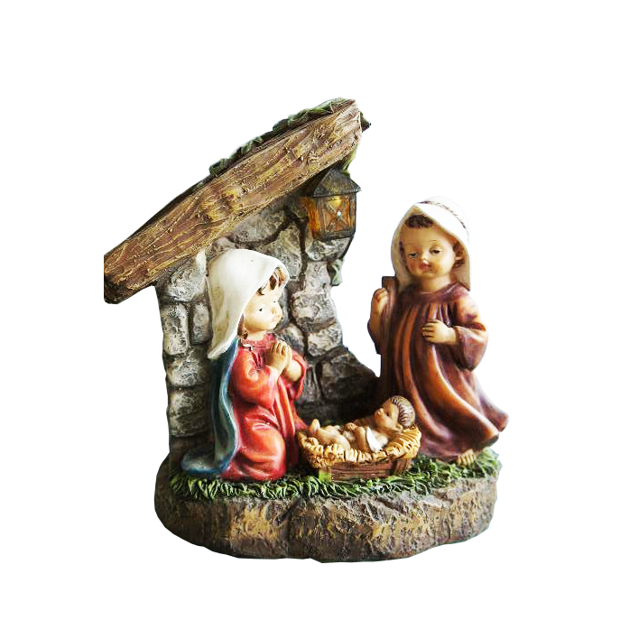 Luz LED Linda Mini Sagrada Familia Belén Estatuilla Bebé Jesús Nacimiento País Decoración Ornamento Regalo