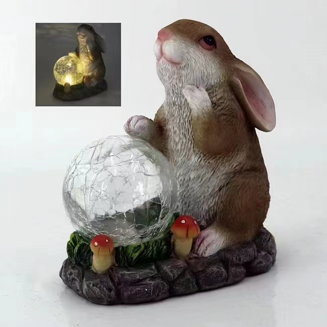 Rabbit Light with Flickering LED Crackle Glass Globe