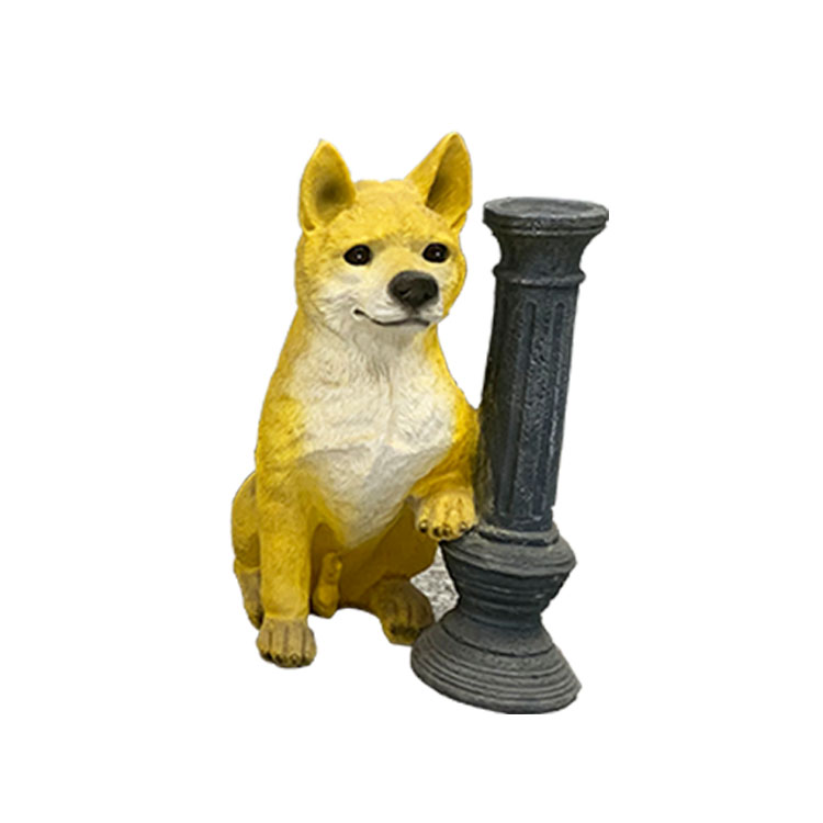 Estatua de perro con energía solar para decoración de jardín al aire libre personalizada con luz de linterna led