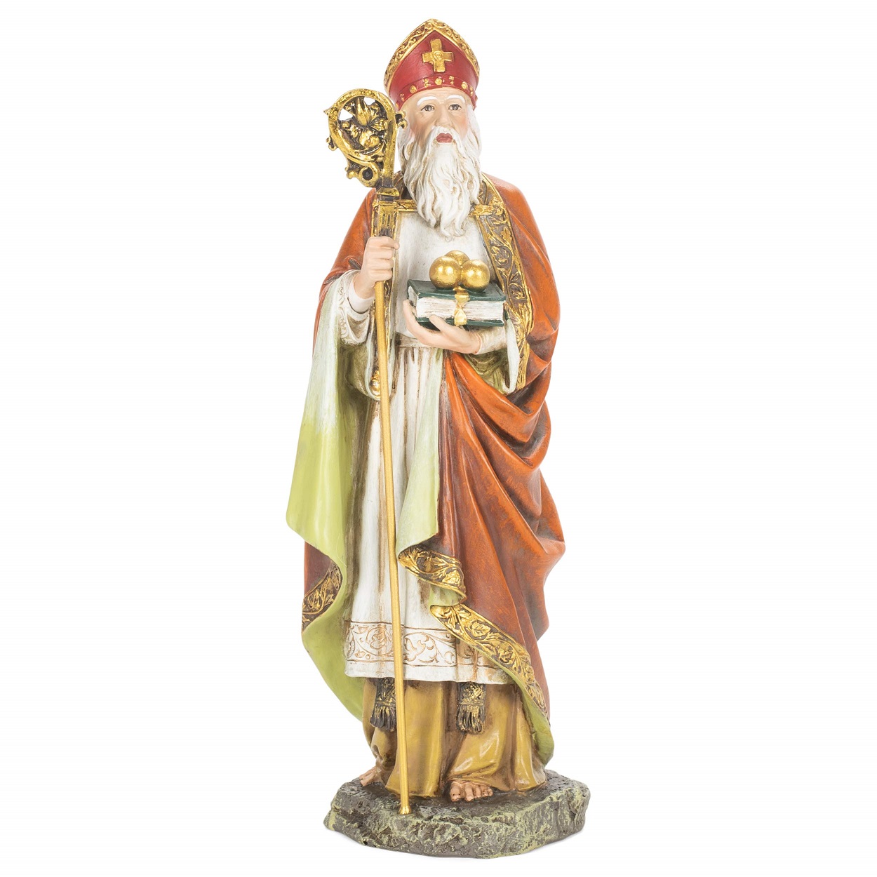 Estatuilla de San Nicolás Estatua de pie para decoración religiosa navideña