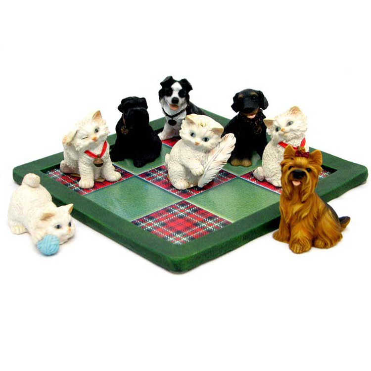 Mini juegos de ajedrez de animales hechos a mano con regalo único para niños de poliresina para amantes de los coches de mascotas