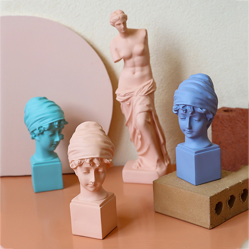 Figuras griegas coleccionables de arte de poliresina estatua de busto de Venus de cara de niña para decoración del hogar
