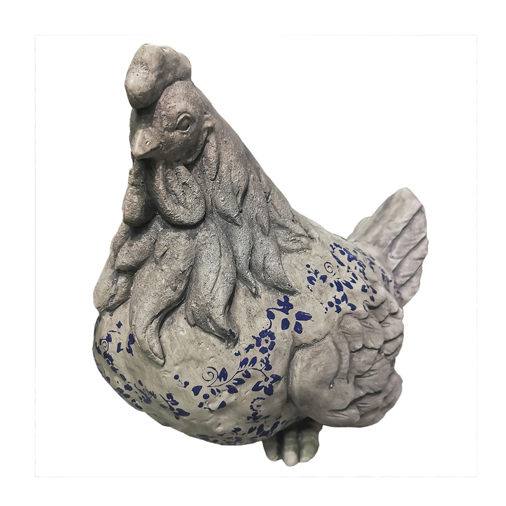 Escultura decorativa de jardín Estatuilla de animal de pájaro gris angustiado de cemento sentado en la piedra