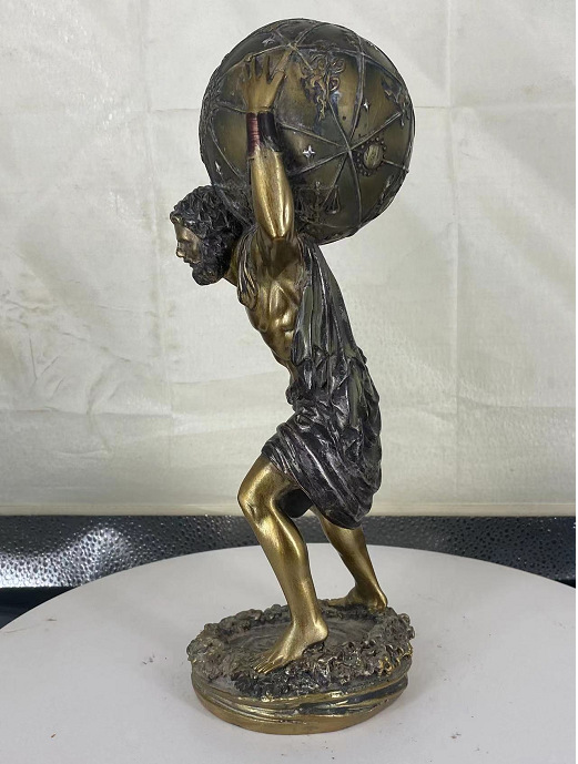 resin greek atlas bronze statue