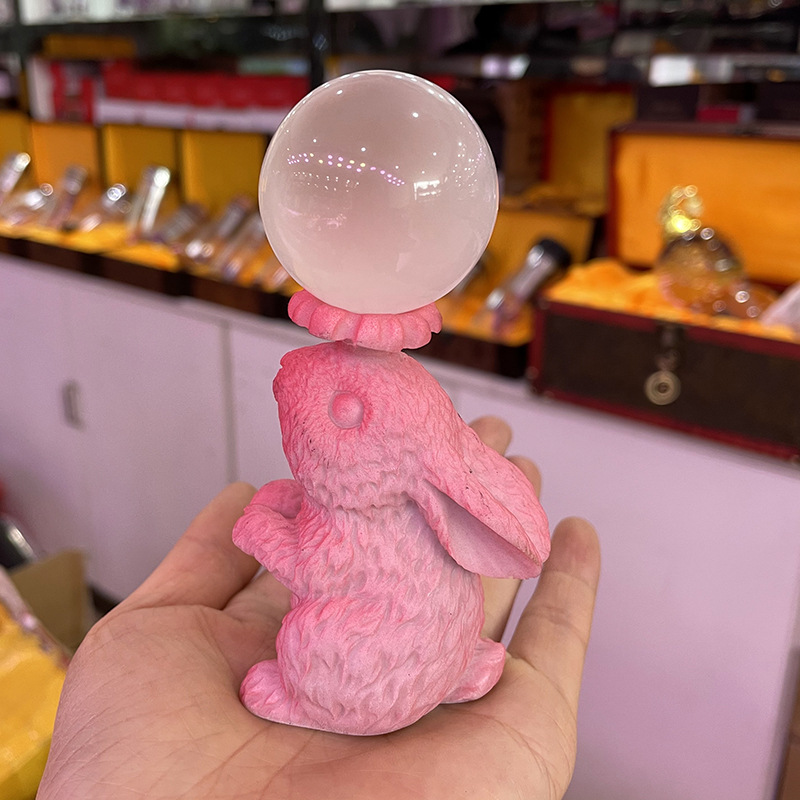 Resina Animal Ardilla Estatua Esfera Titular Bola de cristal Base Vela Palo Soporte de exhibición para la venta
